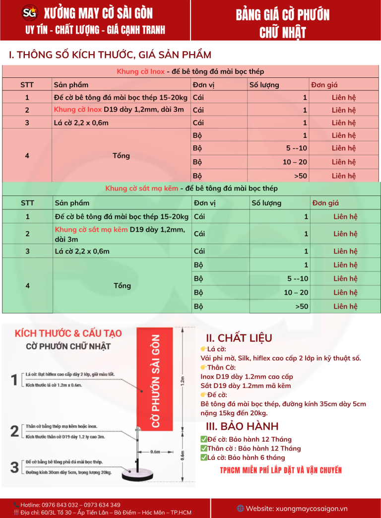 giá cờ phướn chữ nhật